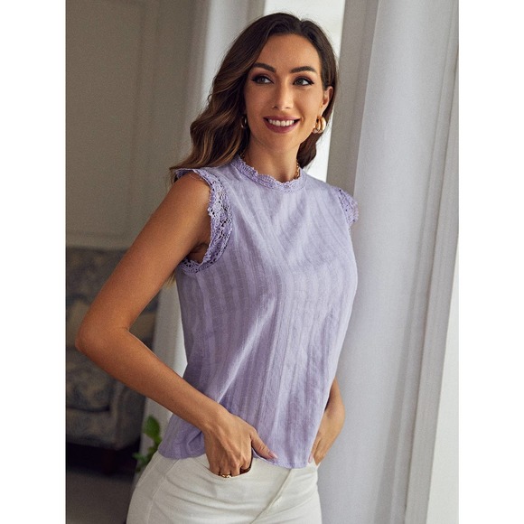 Cottagecore vintage style Ruffle sleeve tank Lace Detail Top white eyelet - Picture 11 of 11